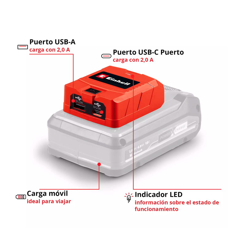 Adaptador de Batería USB - A/C Einhell TC-CP 18- Sin Baterías-1