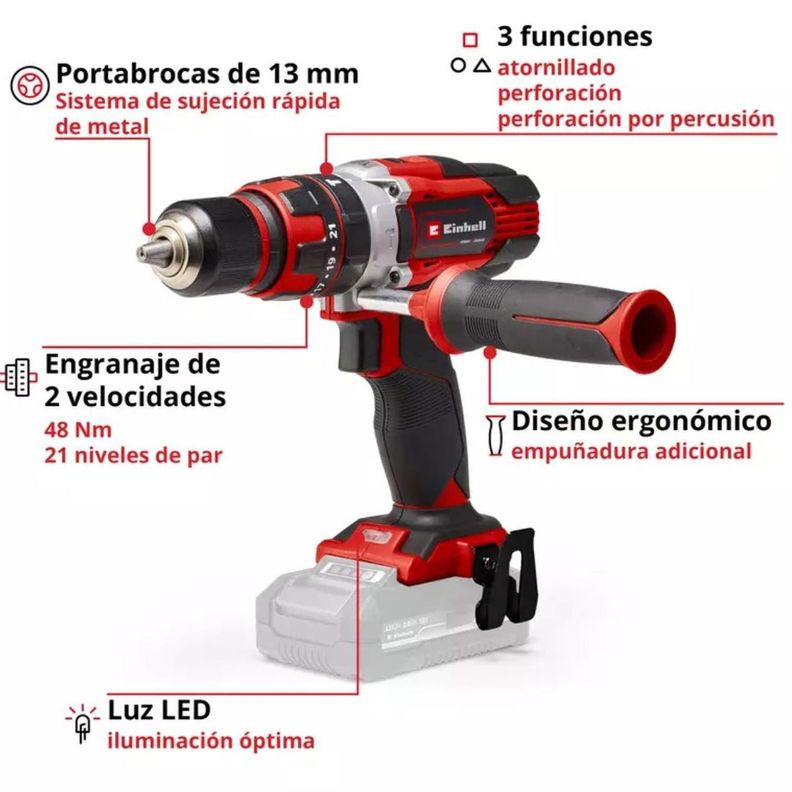 Taladro Percutor Inalambrico Einhell Te-cd 18/48 Li-i Solo-1