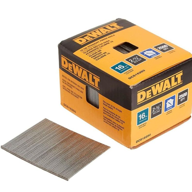 Clavo De Acabado Dewalt 16ga 2-1/2 2500un Dcs16250-0