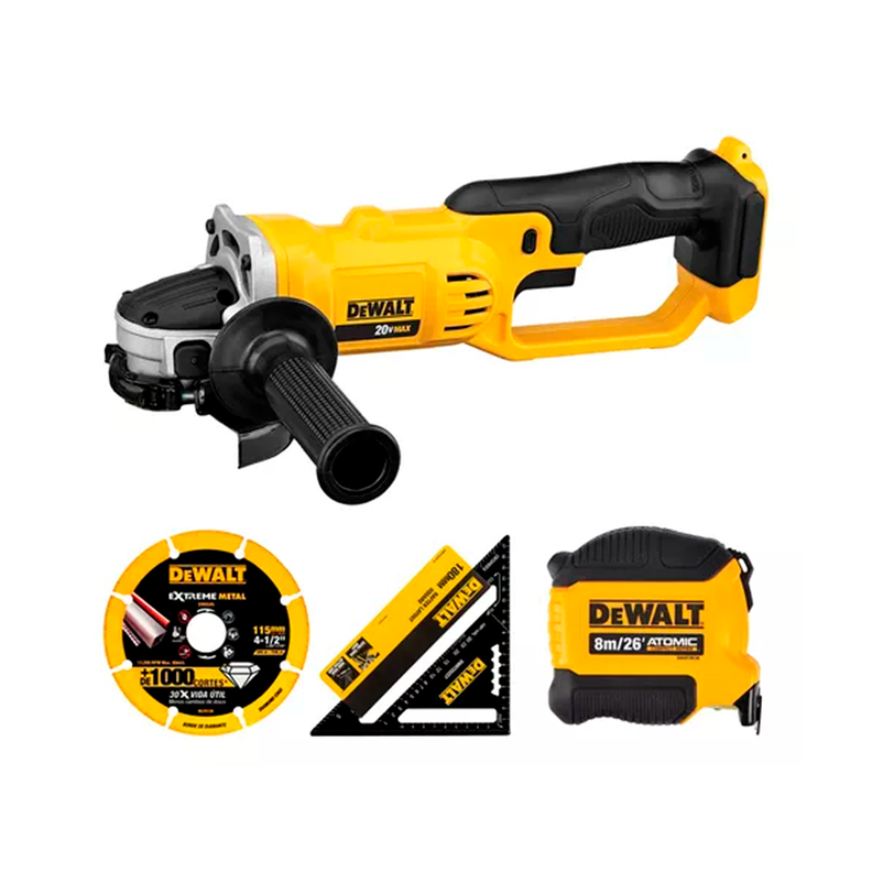 Kit Promo Esmeril Dewalt DCG412B + Huincha + Escuadra y Disco-0