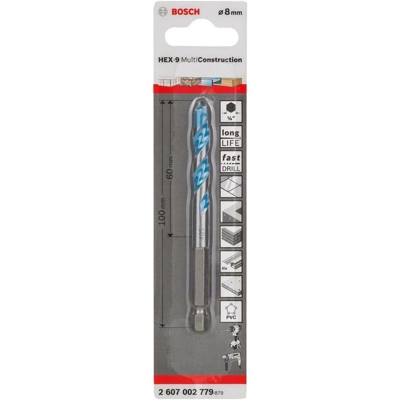 Broca Multiconstruccion Hex-9 Bosch 2607002779 8x60x100 Mm-1