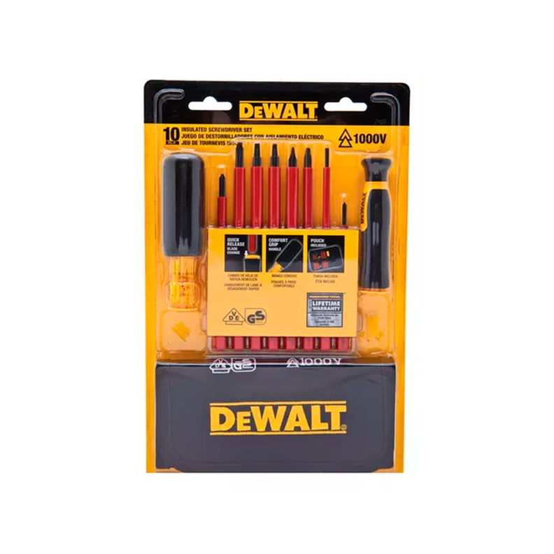 Kit 10 pzas Destornilladores Aislados Dewalt Dwht66417-3