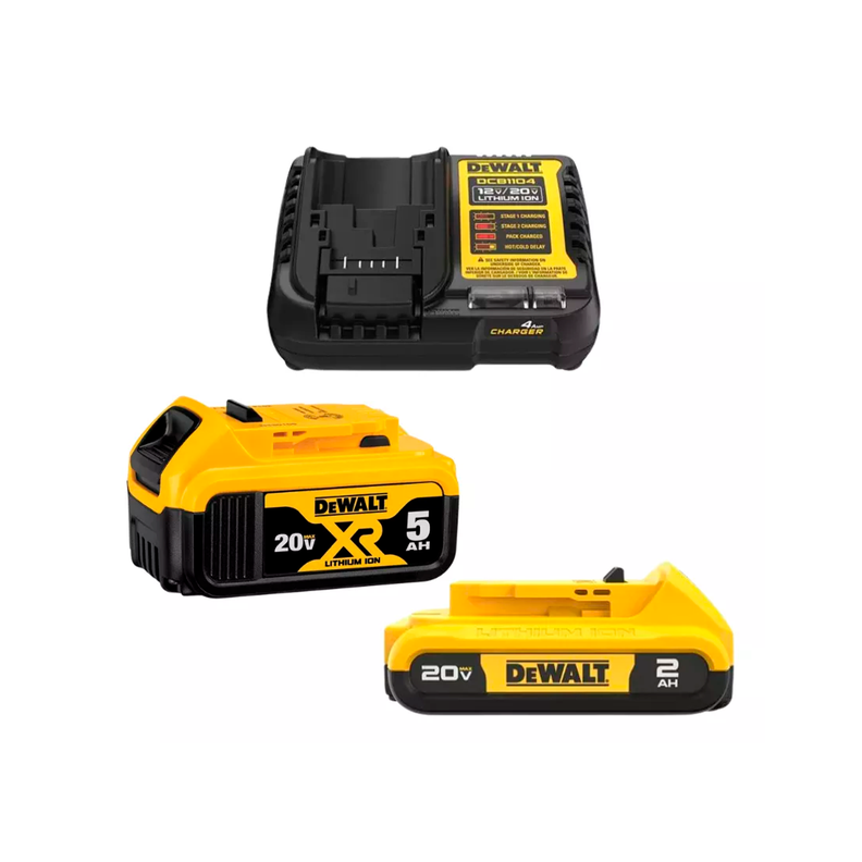 Kit 2 Baterías 20V + Cargador DCB1104 y Bolso Dewalt DCB225CK-B2-1