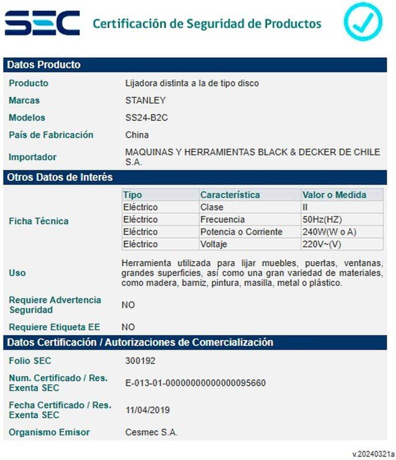 Lijadora Orbital Stanley SS24-6