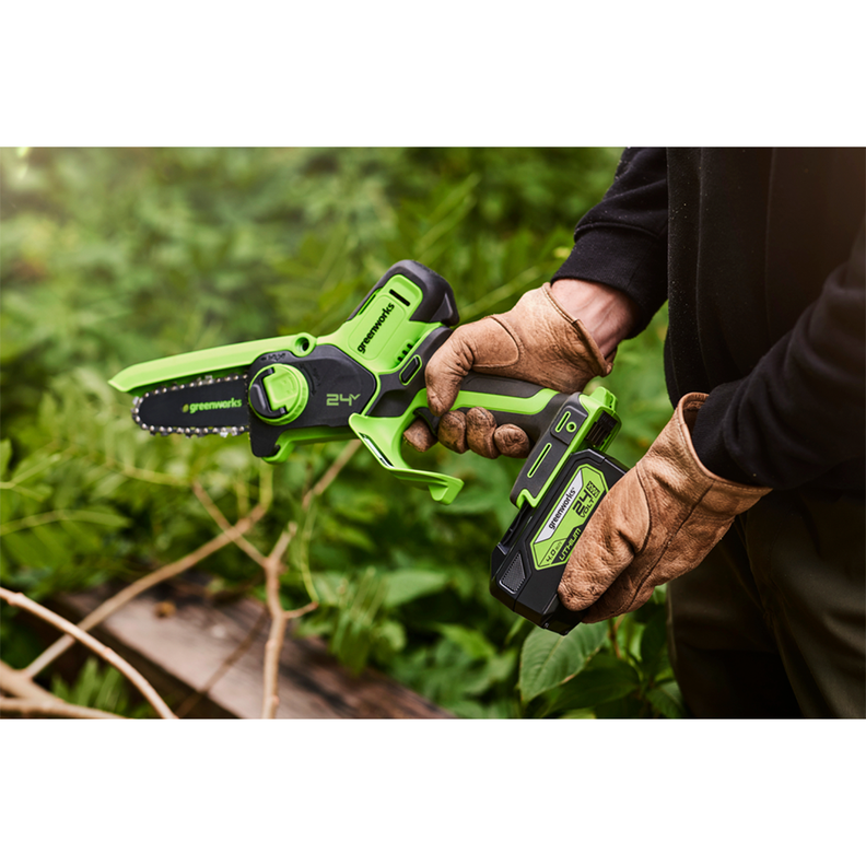 Motosierra Inal. 4" Greenworks 24V + Carg Y Ba. 2.0 AH - 2008207-1