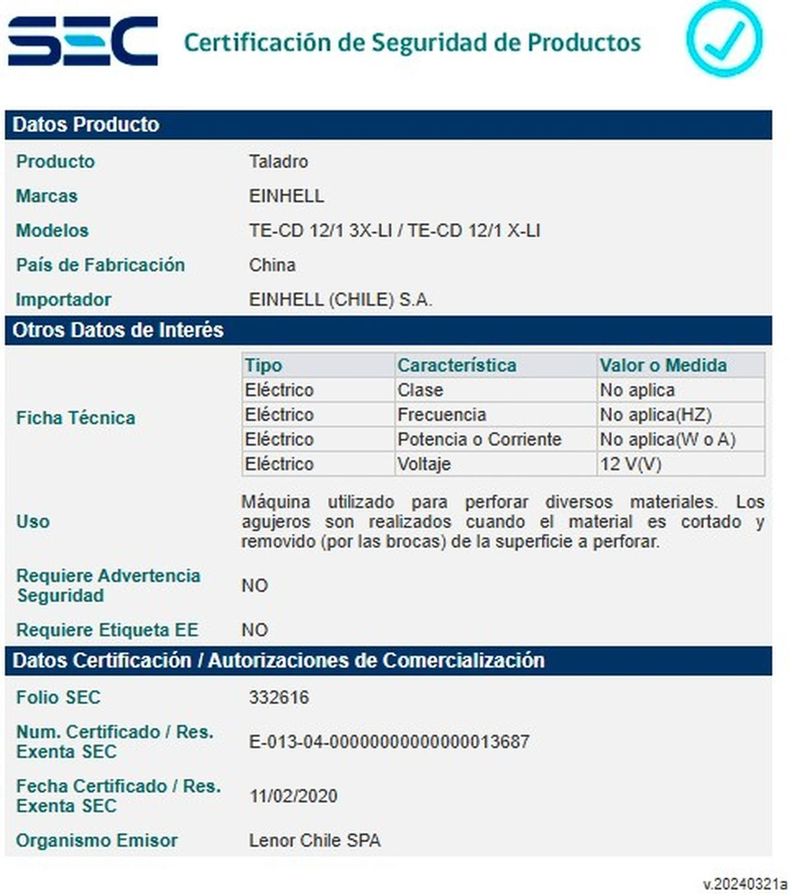 Taladro Inalámbrico Einhel Te-cd 12/1 X-li (1×2,0ah)-5
