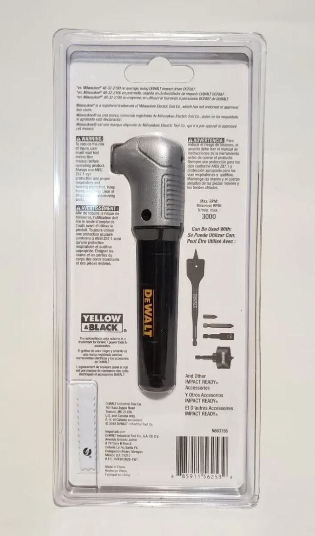 Adaptador Para Atornillar 90° Impact Ready® Dewalt Dwara 120-2