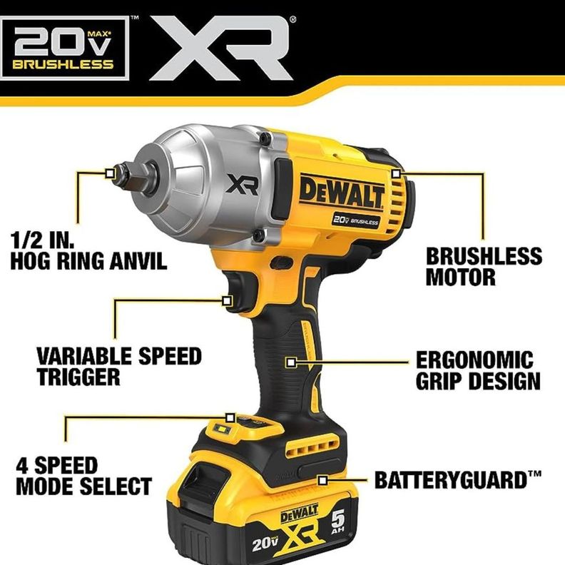 Kit Llave De Impacto 1/2 20v Brushless Dewalt Dcf900p2-b2-1