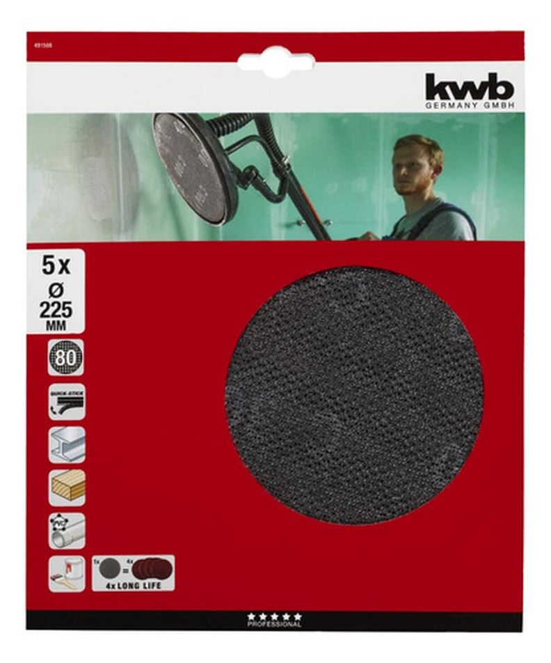 Set 5 Lijas 225 mm Grano 80 TC-DW225 KWB 491508-1