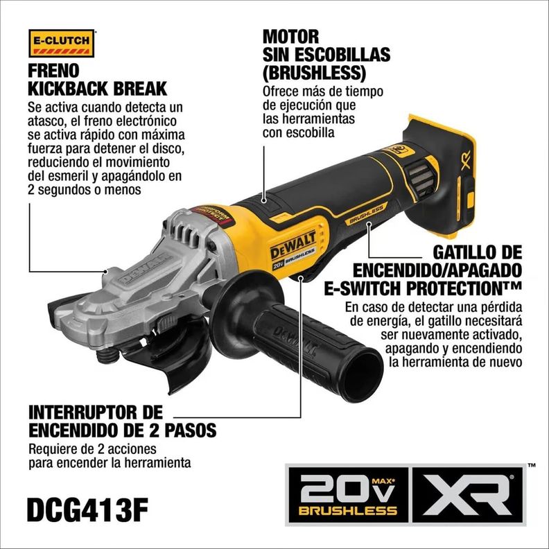 Esmeril De Cabeza Plana 20v Dewalt Dcg413fb - Sin Baterías-1