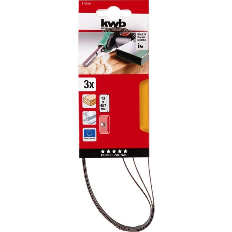 Set 3 Lijas Abrasivas 13X457MM Grano 100 para Einhell TE-BF 18-0