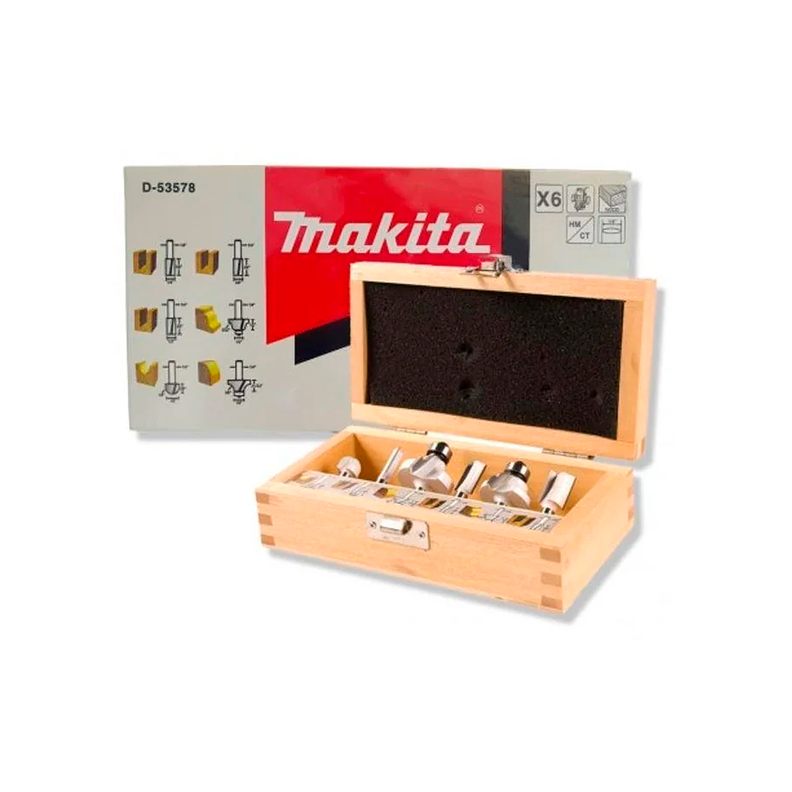 Set de 6 Fresas Toma 1/4" Madera D-53578-0