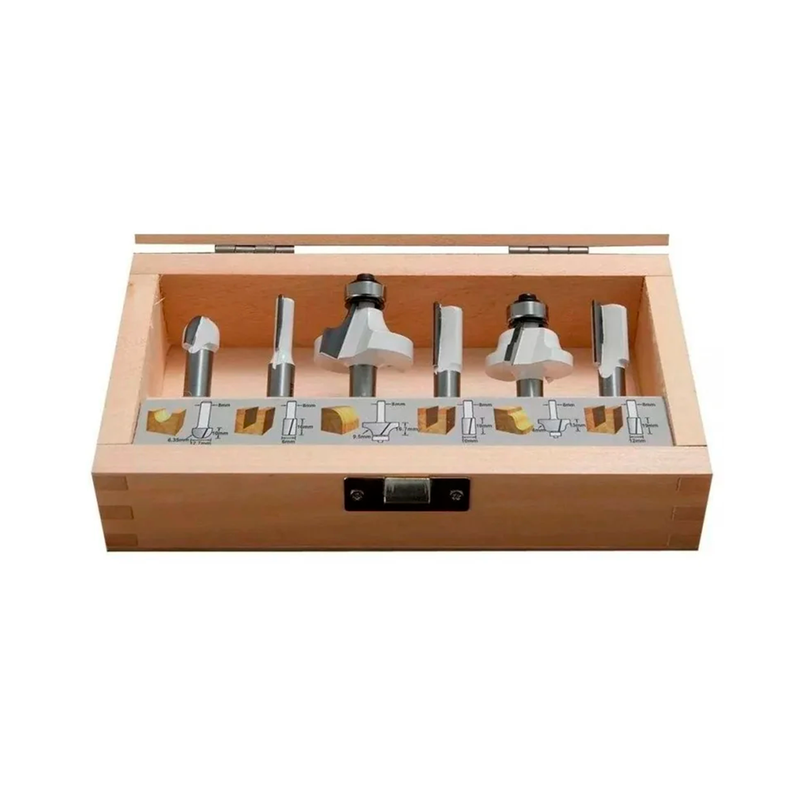 Set de 6 Fresas Toma 1/4" Madera D-53578-2