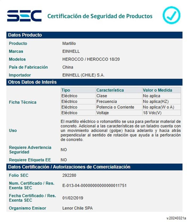 Rotomartillo Inalámbrico Herocco Einhell-1