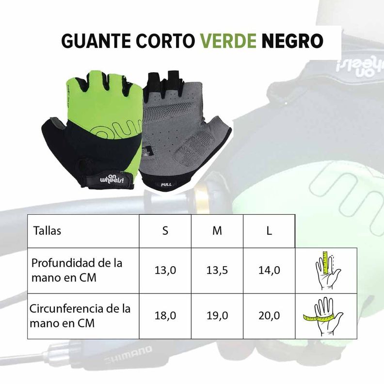 Guante Corto Para Ciclismo Onwheels Verde/negro-7