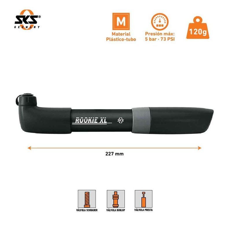 Bombín Mini Rookie Xl De Mano Para Bicicleta-1