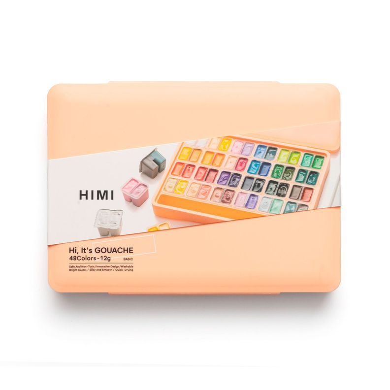 Himi Set Gouache 48 Colores Twin Cup 12g +3 pinceles Damasco Surtido