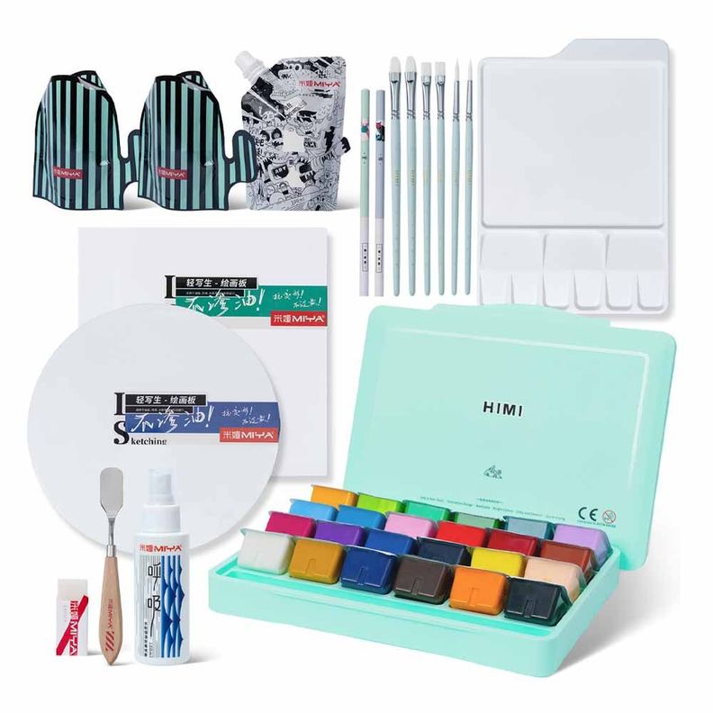 Set Gouache 24 Colores + 12 Productos Himi Miya Para Artista Surtido