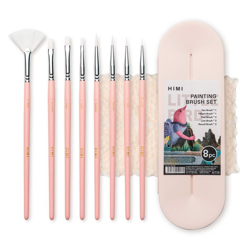 HIMI SET DE 8 PINCELES MULTIFORMA ROSADO