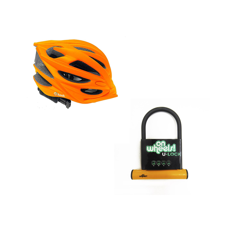 Casco Sport Hook Orange + Candado Corto Con Llave Naranjo-0