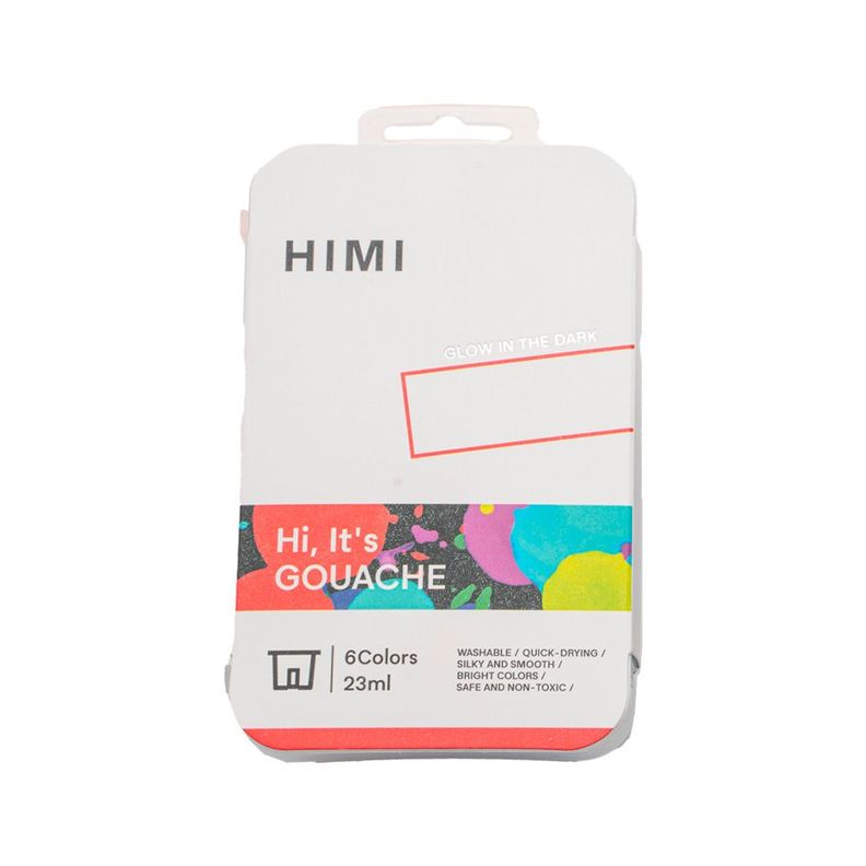 HIMI Set Gouache Brillo en la Oscuridad 6 Tonos Basicos 23ML Surtido