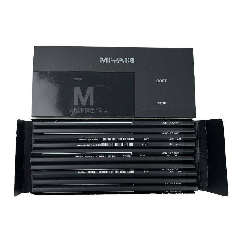LÁPIZ MIYA M SERIES, LÁPIZ DE CARBÓN 10UNDS, SUAVE-2
