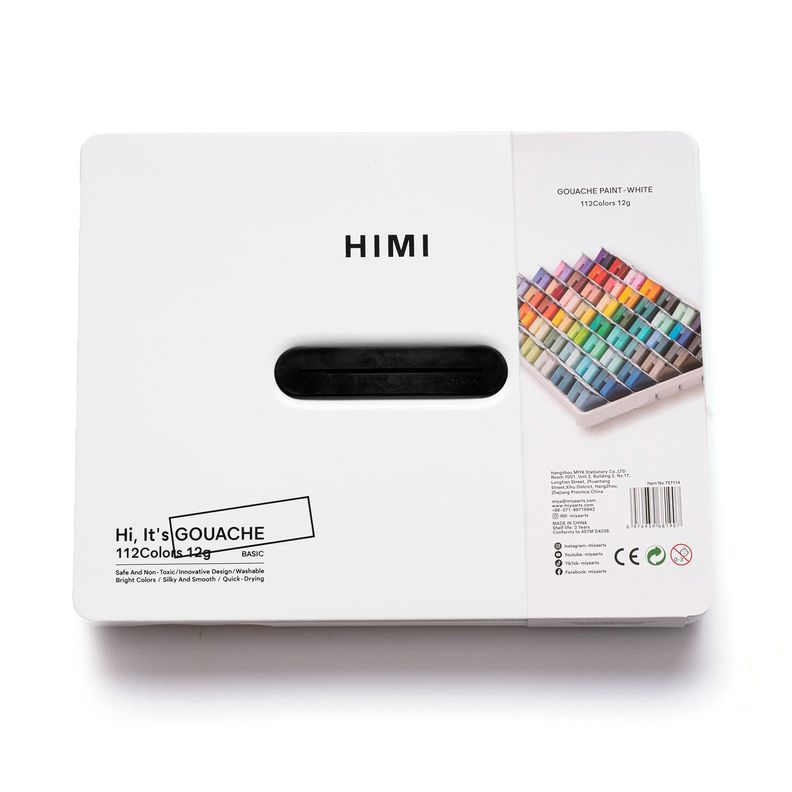 Himi Set Gouache 112 colores Twin Cup 12g Estuche Blanco