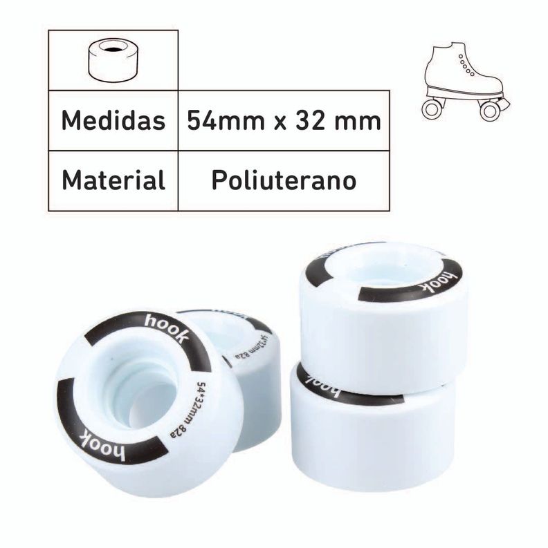 Ruedas Para Patin Hook White 54mmx32mm-3