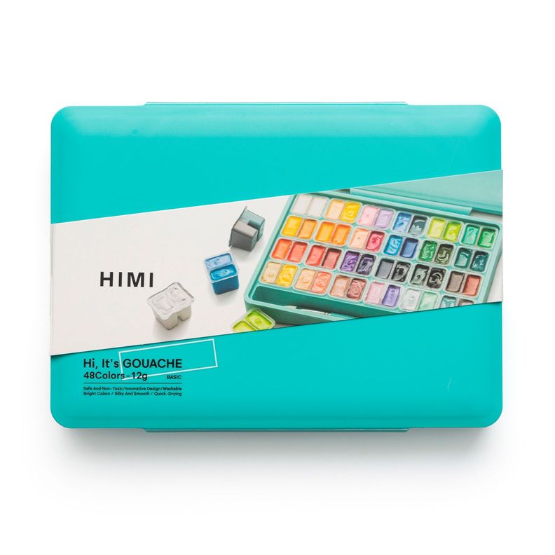 Himi Set Gouache 48 Colores Twin Cup 12g + 3 pinceles Verde Surtido