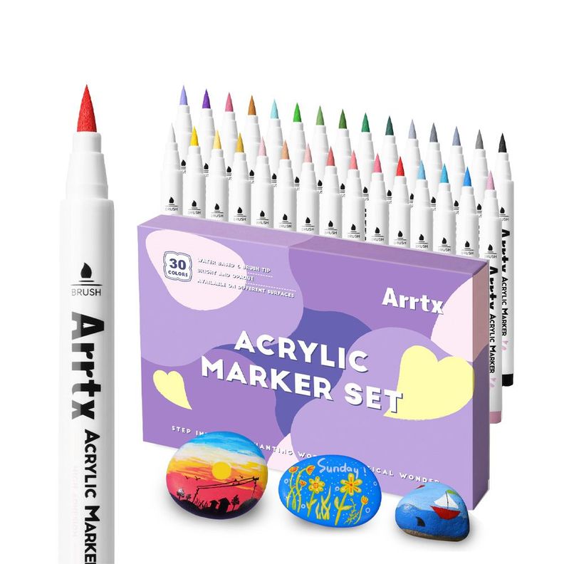 ARRTX MARCADORES ACRILICOS DE 30 COLORES 30A Surtido