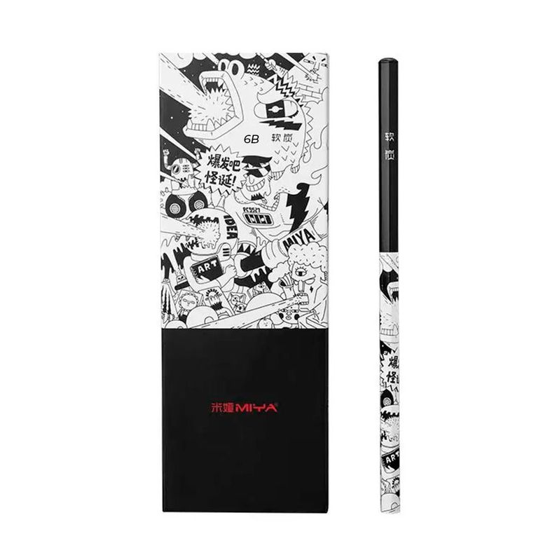 MIYA Lapices de Grafito 6B 8 unidades Negro
