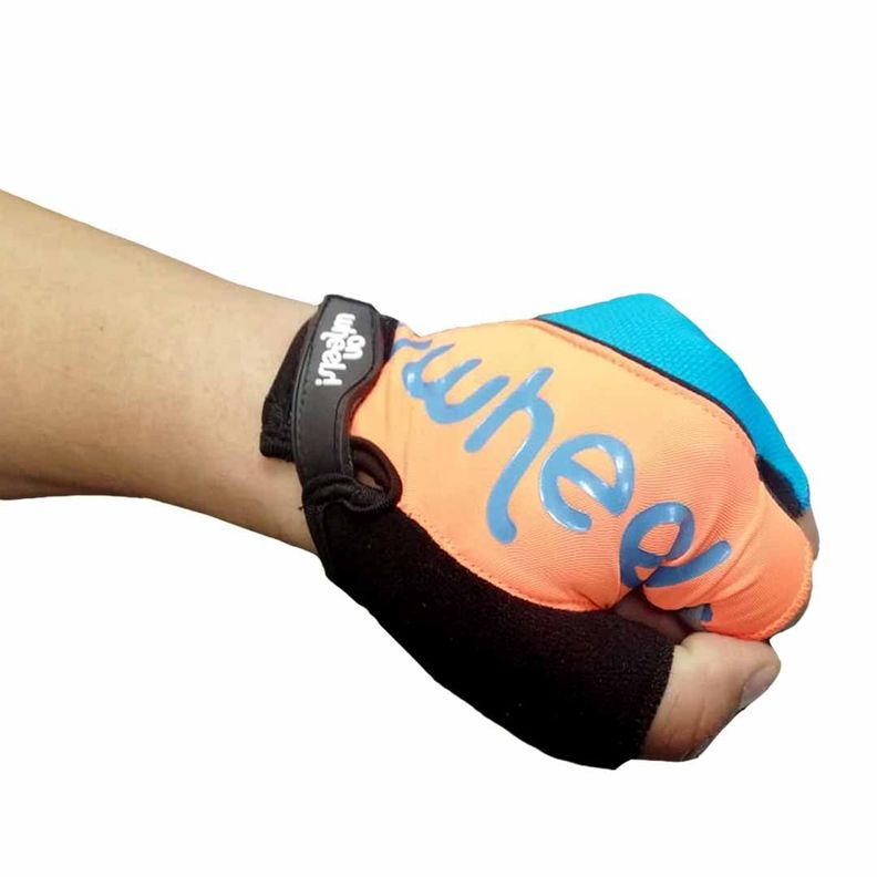 Guante Corto Onwheels Celeste/naranjo-3