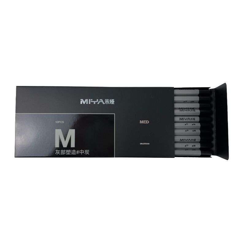 LÁPIZ DE CARBÓN MIYA M SERIES 10UNDS, MEDIO DURO-1