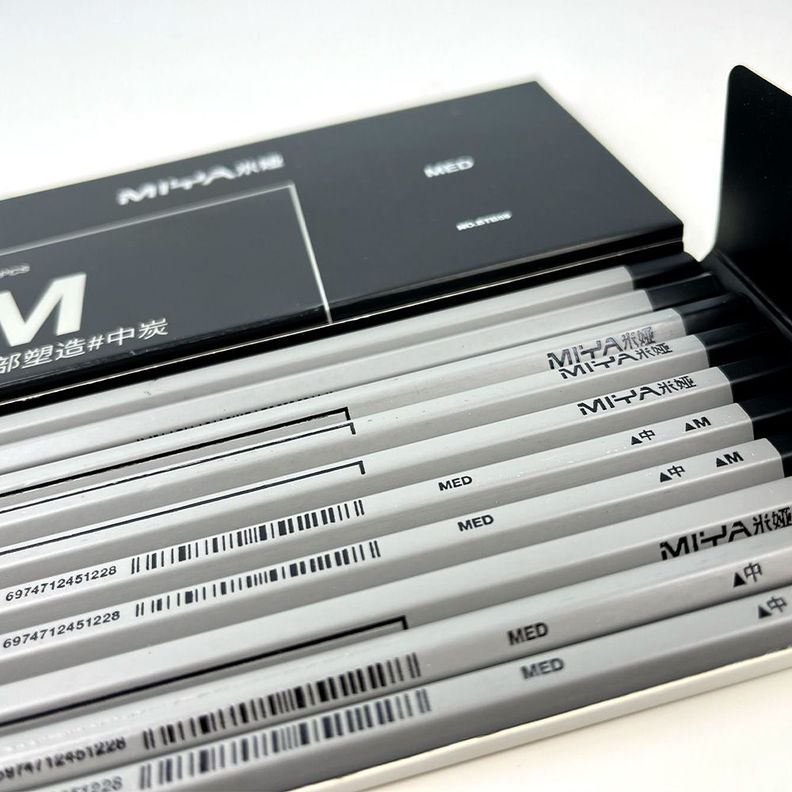 LÁPIZ DE CARBÓN MIYA M SERIES 10UNDS, MEDIO DURO-3