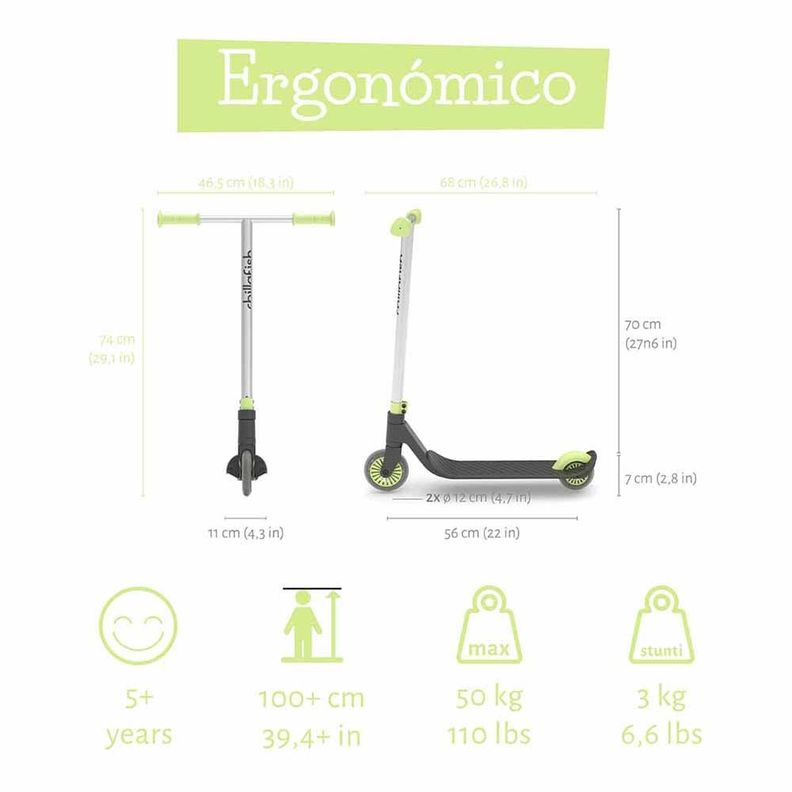 Scooter Acrobático Clásico Stunti Chillafish Verde Limon-1