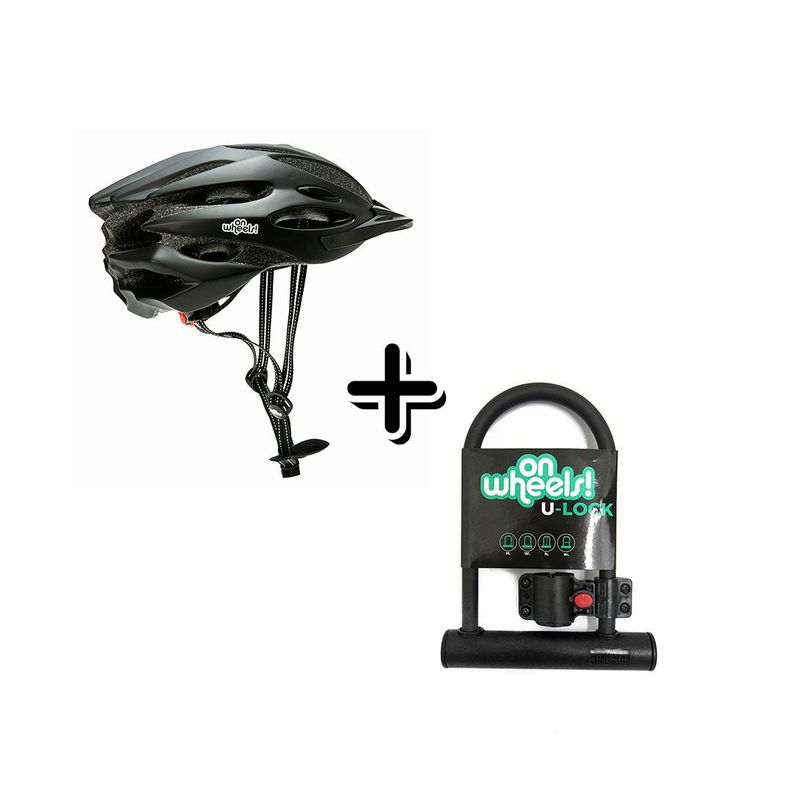 Casco Sport Negro Para Bicicleta + Candado On Wheels-0