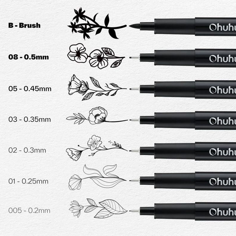 OHUHU HANA HIGHWAY FINELINER BOLÍGRAFOS DE DIBUJO DE 18-4