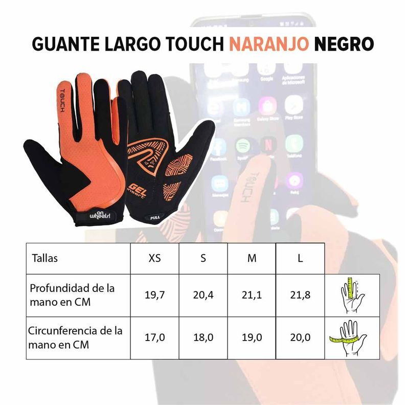 Guante Largo Touch Onweels Naranjo/negro-6