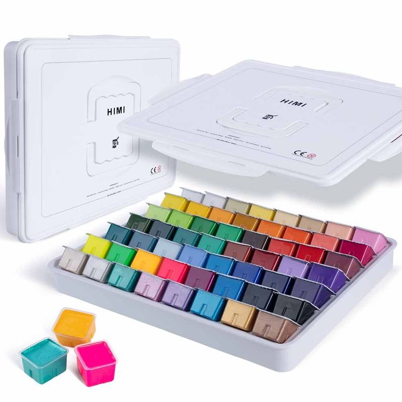 SET HIMI GOUACHE 56 COLORES / 30GR (ESTUCHE BLANCO)