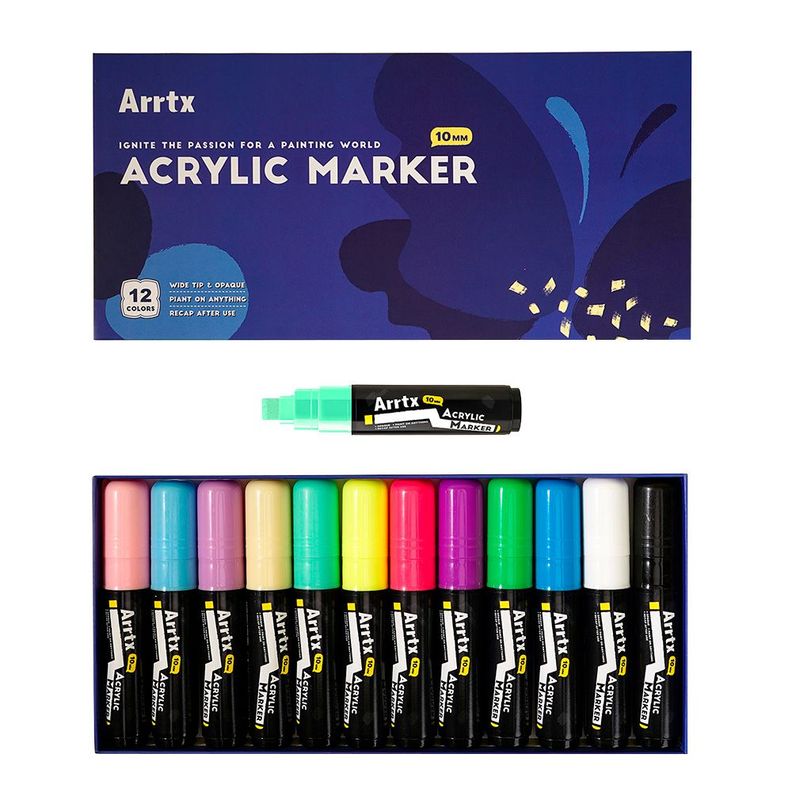 ARRTX 12 MARCADORES ACRILICOS JUMBO (PUNTAS ANCHAS DE 10 MM) Surtido