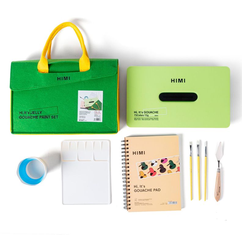 HIMI Set Gouache 72 Colores 12g con Maletin + 6 Accesorios Verde