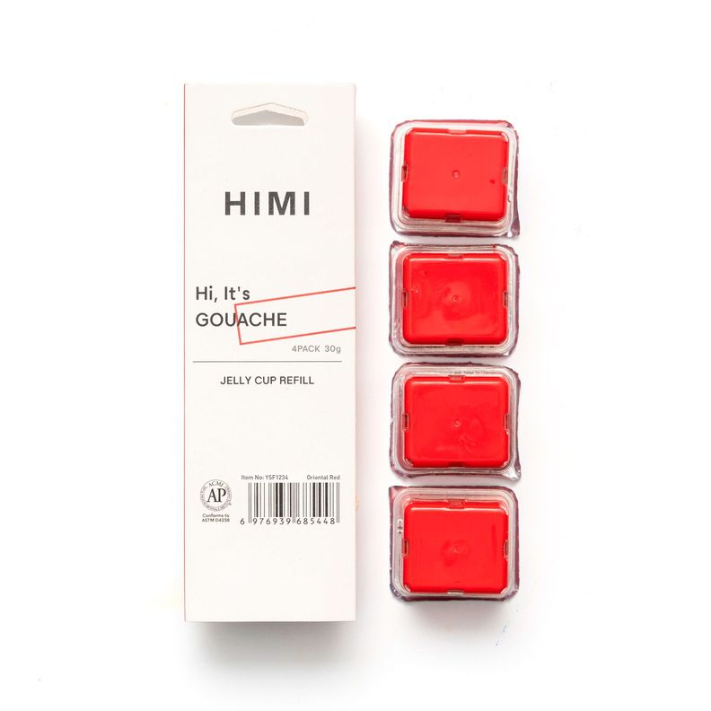 HIMI Recarga Gouache 4 unidades 30g Oriental Red Rojo