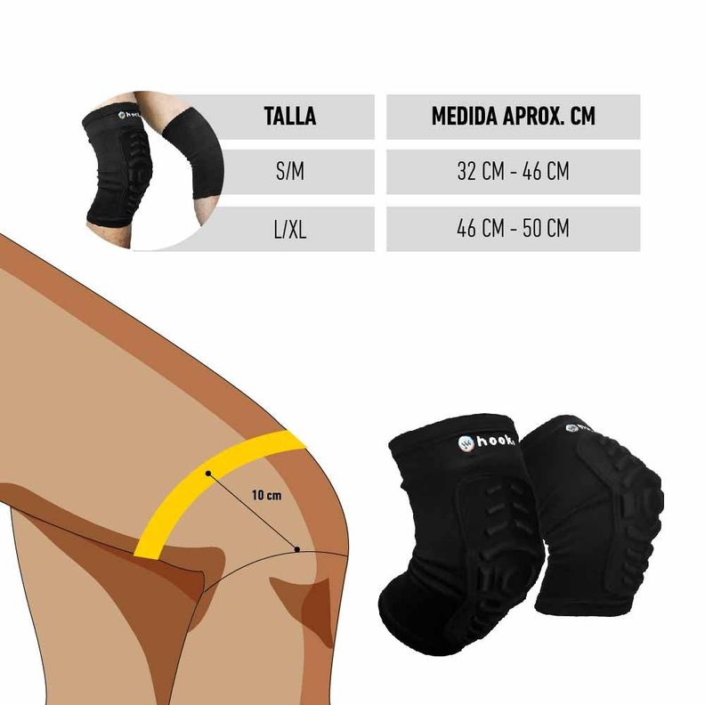 Rodillera Deportiva Para Volleybal Larga Pro Hook Negra-3