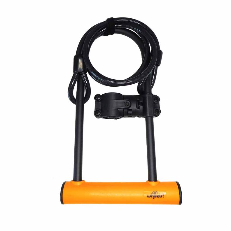 Candado U-lock Onwheels Largo Con Piola Y Soporte - Naranjo-0