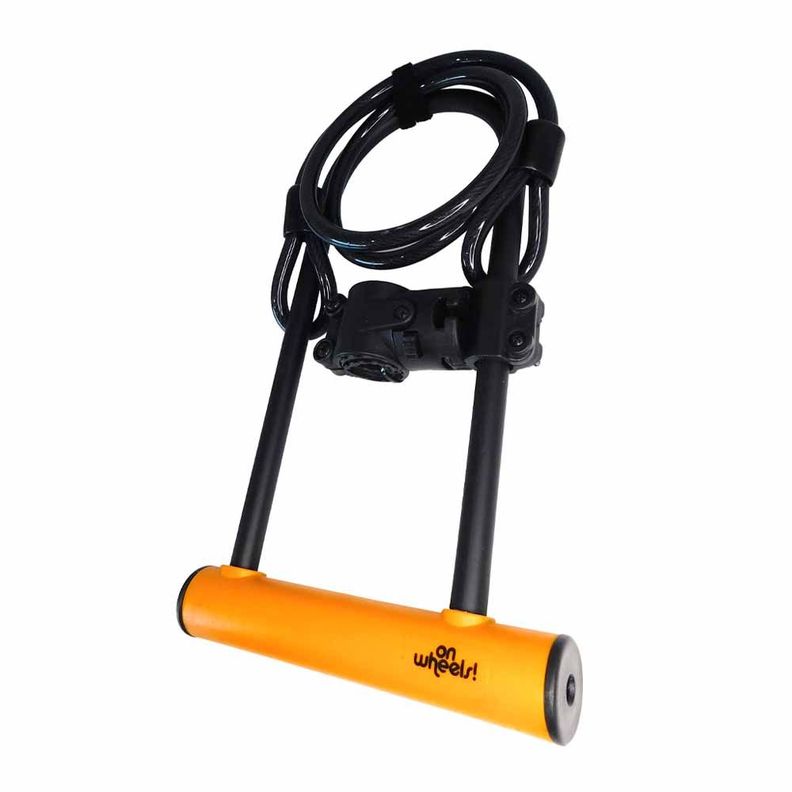 Candado U-lock Onwheels Largo Con Piola Y Soporte - Naranjo-1