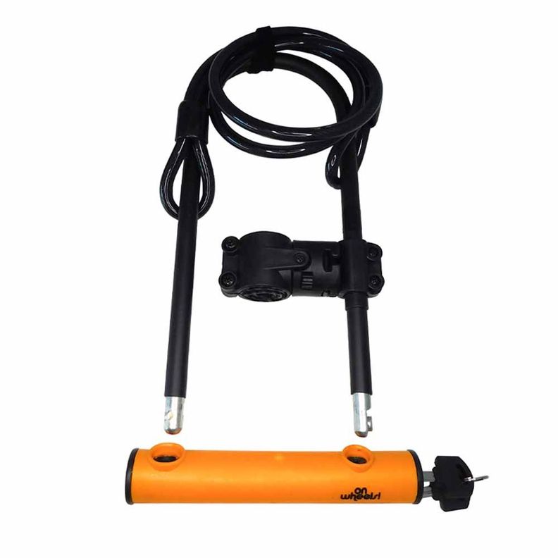 Candado U-lock Onwheels Largo Con Piola Y Soporte - Naranjo-2