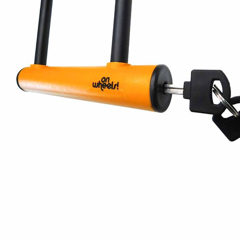 Candado U-lock Onwheels Largo Con Piola Y Soporte - Naranjo-3