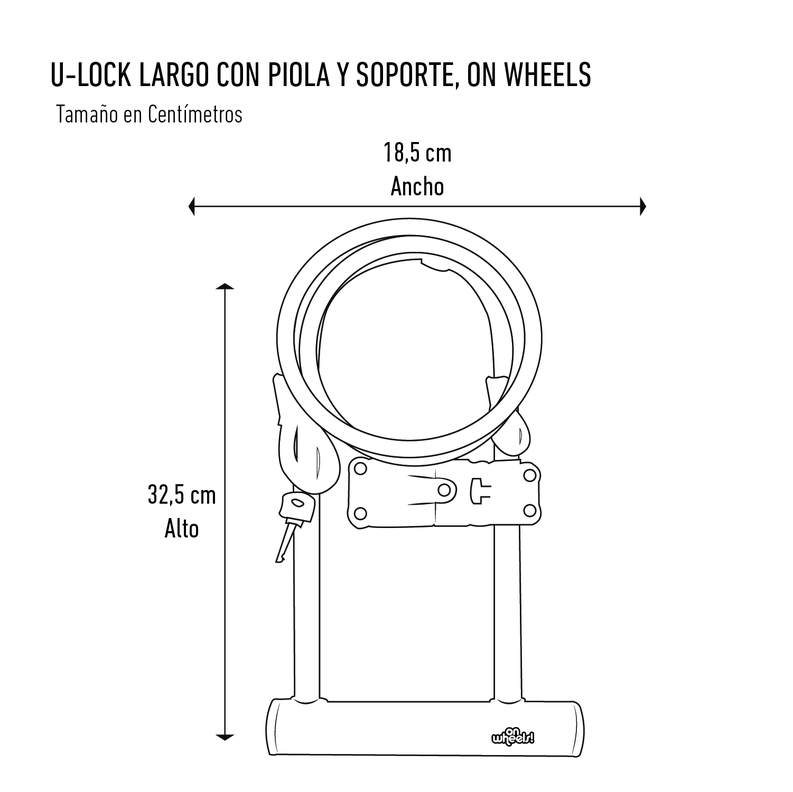 Candado U-lock Onwheels Largo Con Piola Y Soporte - Naranjo-4