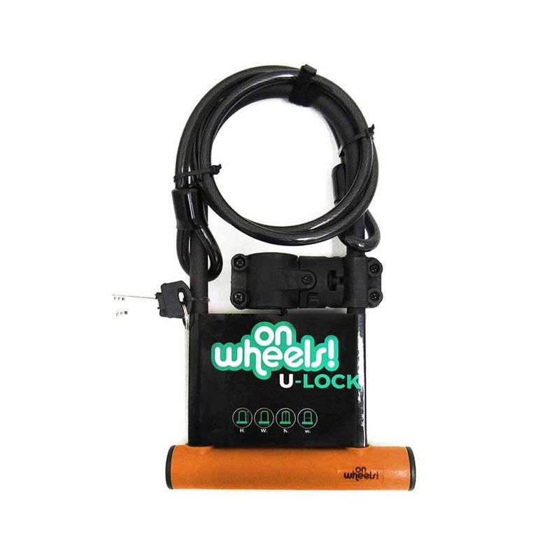 Candado U-lock Onwheels Largo Con Piola Y Soporte - Naranjo-5