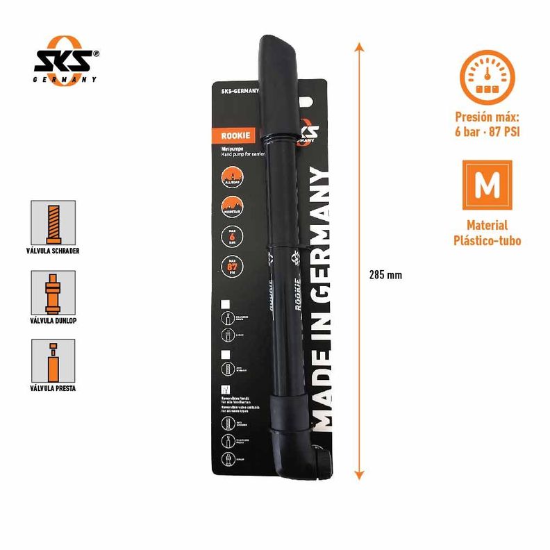 Bombín Mini Rookie -285mm De Mano Para Bicicleta-2